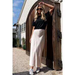 Baltic Born Celeste Satin Midi Skirt | Champagne Size L